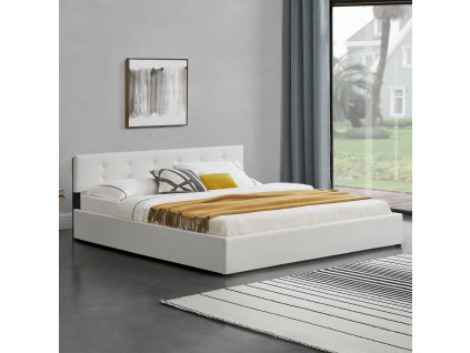Čalúnená posteľ Marbella -180x200 cm biela s pozadím