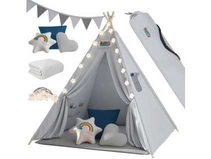 Detský stan Teepee 160x120x120cm - sivý