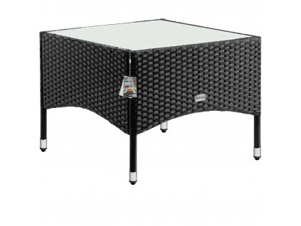 Ratanový stolík / čajový stôl - 58x58x42 cm - čierny