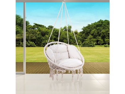 Závesné kreslo 80x60x140cm - krémové s pozadím