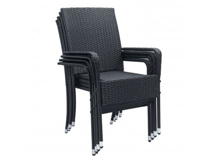 Ratanové stoličky Yoro 4 ks - čierna