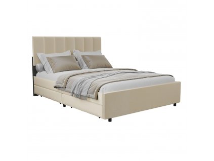 Čalúnená posteľ Soria 140 x 200 - béžová