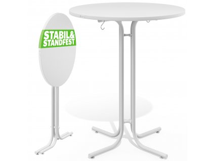 Skladací barový stôl Ø80 cm - biely