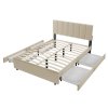 Čalúnená posteľ Soria 140 x 200 - béžová vysunuté zásuvky