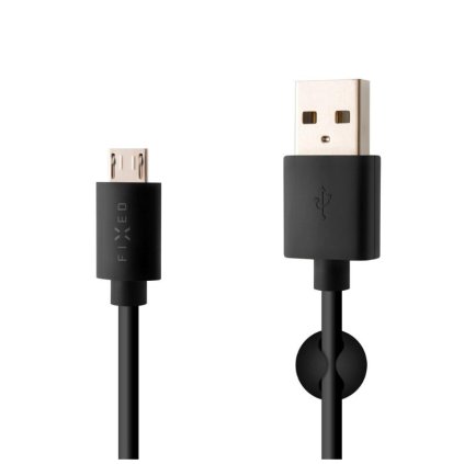 Datový a nabíjecí kabel FIXED s konektory USB/micro USB, 1 metr, černý