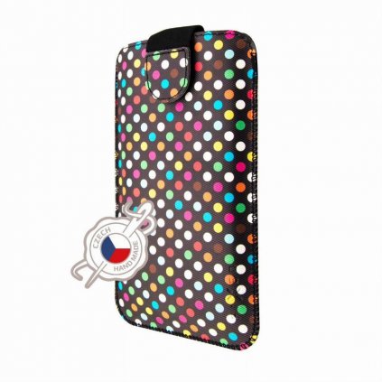 Pouzdro FIXED Soft Slim se zavíráním, PU materiálu, velikost 5XL+, motiv Rainbow Dots