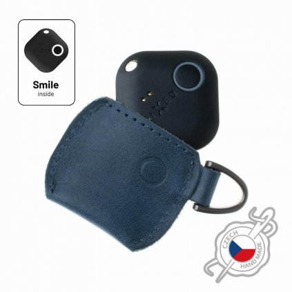 Kožené pouzdro FIXED Smile Case se smart trackerem FIXED Smile Pro, modré