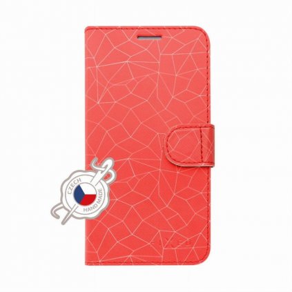 Pouzdro typu kniha FIXED FIT pro Apple iPhone XS, motiv Red Mesh