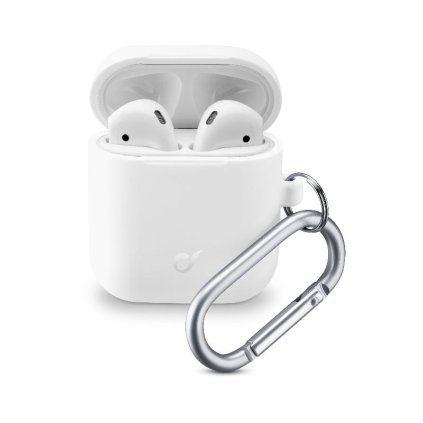 Ochranný kryt s karabinou Cellularline Bounce pro Apple AirPods 1 & 2, bílý