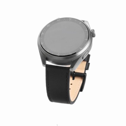 Kožený řemínek FIXED Leather Strap s Quick Release 20mm pro smartwatch, černý