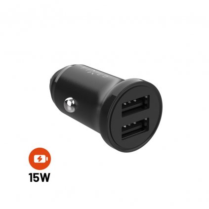 Autonabíječka FIXED s 2xUSB výstupem, 15W Smart Rapid Charge, černá