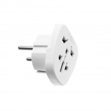 Adaptér FIXED EU Adapter pro zapojení UK, US, AUS nabíječek do EU zásuvek, bílý,rozbaleno