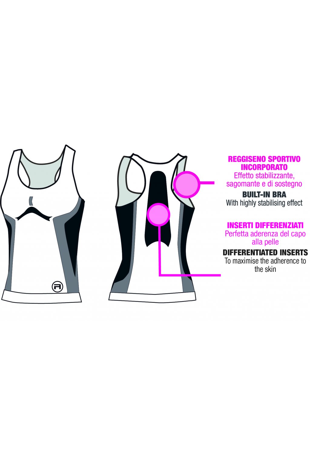 Dámské sportovní tílko bezešvé Canotta donna active-fit melange (Barva Grigio melange, Velikost S/M)