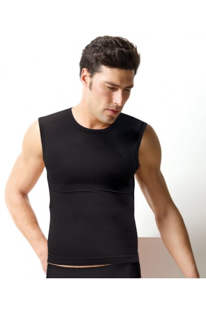 Pánské triko bezešvé T-shirt girocollo smanicata Intimidea (Barva Černá, Velikost S/M)