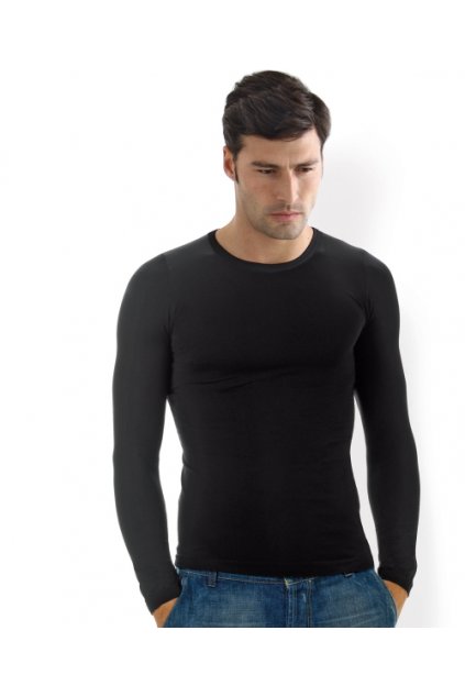 Pánské triko bezešvé T-shirt girocollo manica lunga (Barva Černá, Velikost S/M)