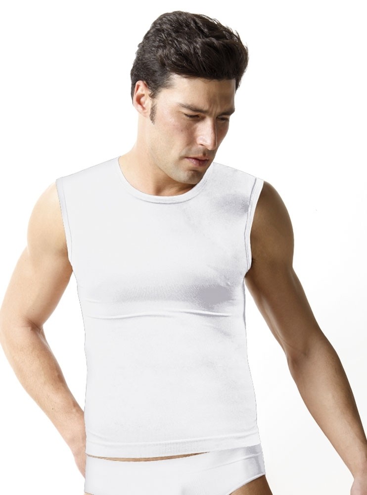 Pánské triko bezešvé T-shirt girocollo smanicata Intimidea Barva: Bílá, 