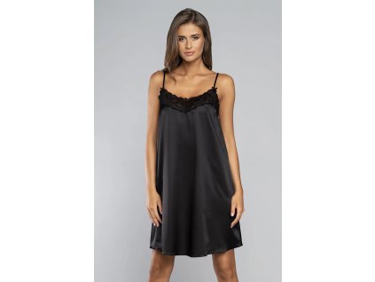 Dámská noční košilka krátká Dotyk Černá - Italian Fashion (Barva černá, Velikost M)