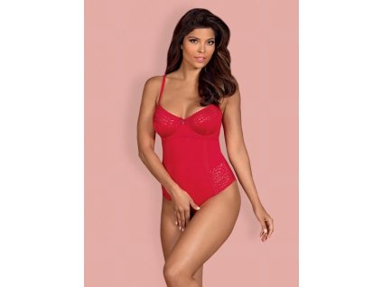 Pikantní body Jolierose teddy - Obsessive (Barva červená, Velikost S/M)