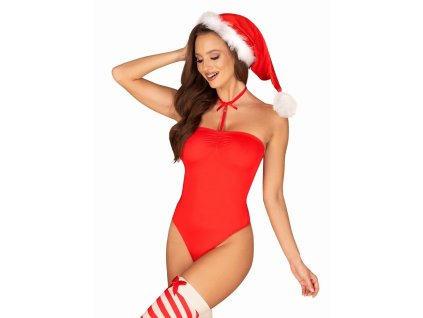 Vánoční kostým Kissmas teddy - Obsessive (Barva červená, Velikost S/M)