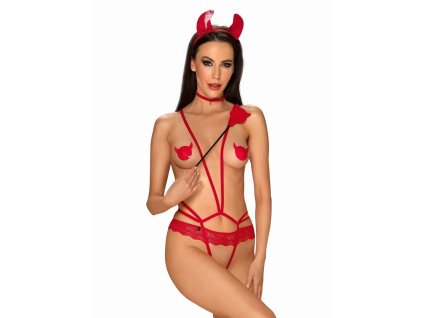 Ďábelské body Evilia teddy - Obsessive (Barva červená, Velikost L/XL)