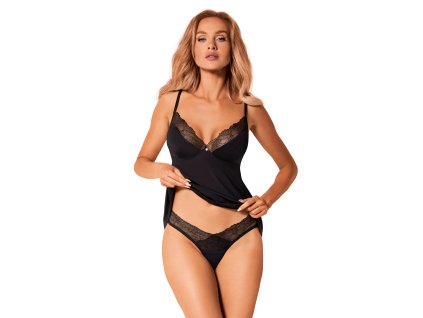 Výjimečný set Bella Rou top & panties - Obsessive (Barva černá, Velikost XS/S)