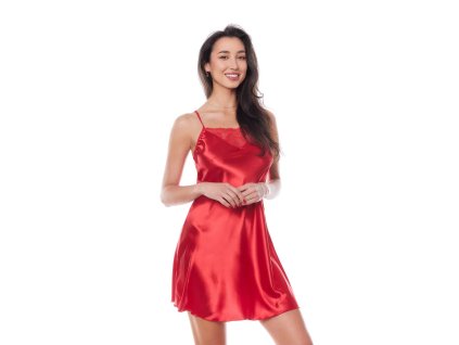 Saténová košilka Edith chemise red 3 - Anais (Barva červená, Velikost S/M)