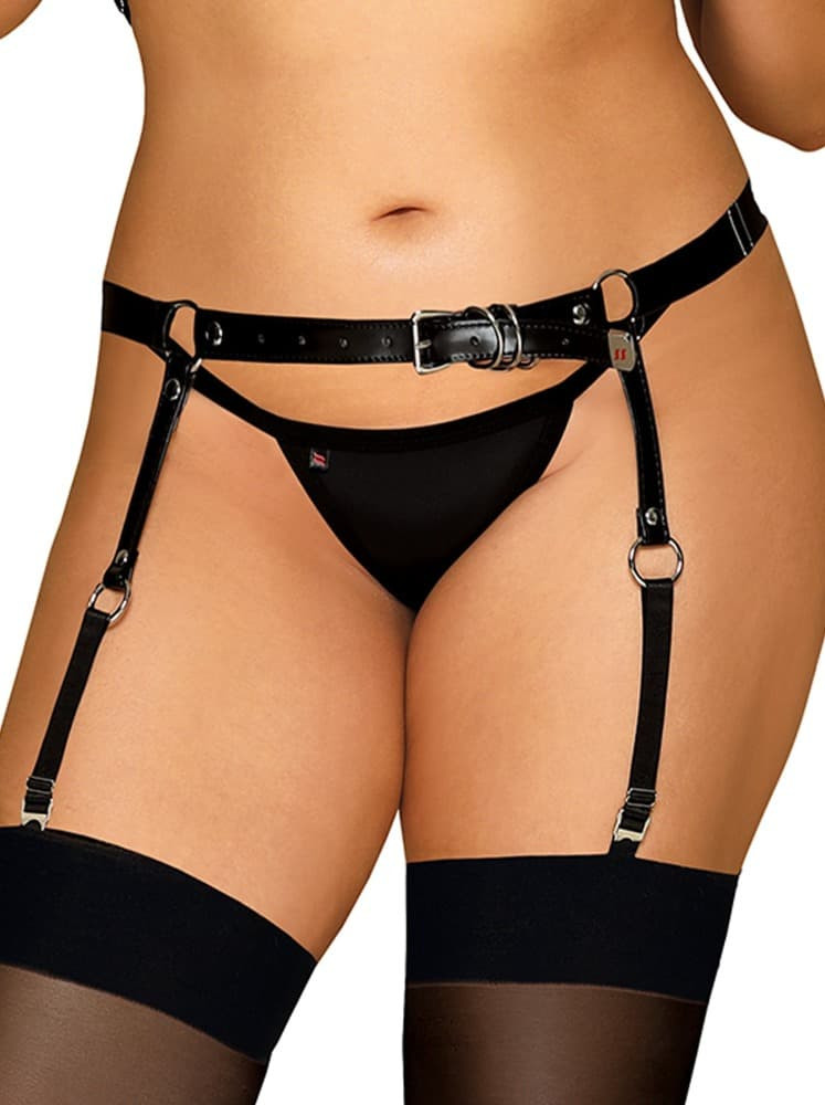 Svůdný podvazkový pás A756 Garter Belt - Obsessive Barva: černá, Velikost: XL/XXL