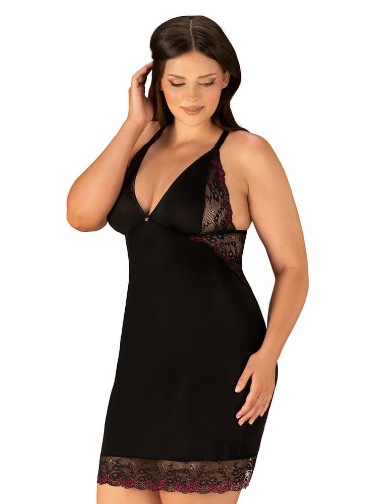 Rafinovaná košilka Vanessme chemise 2XL/3XL - Obsessive Barva: černá, Velikost: 2XL/3XL