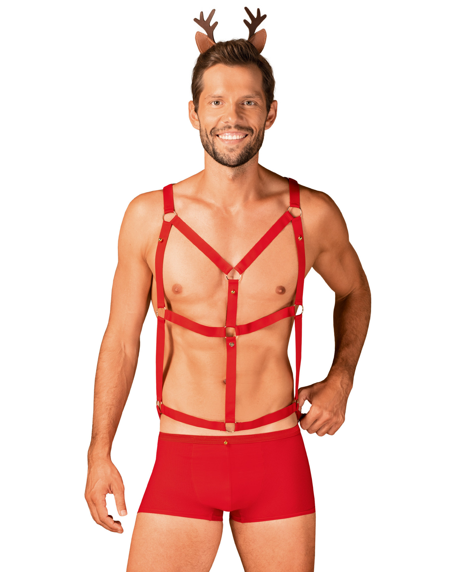 Vánoční kostým Mr Reindy set - Obsessive Barva: červená, Velikost: L/XL
