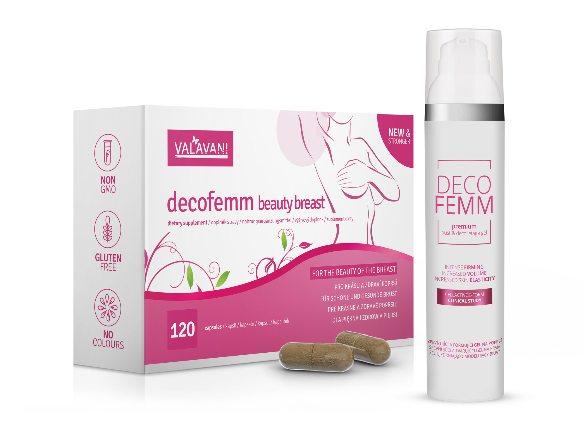 VALAVANI Akční balíček DecoFemm beauty breast 120 kapslí + DecoFemm Gel 100ml VALAVANI Akční balíček DecoFemm beauty breast 120 kapslí + DecoFemm Gel 100ml
