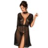 Sexy župan Lucita peignoir - Obsessive (Barva černá, Velikost L/XL)