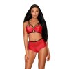 Ohnivý set Leatheria set red - Obsessive (Barva červená, Velikost S/M)