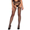 Hravé punčochy S815 garter stockings - Obsessive (Barva černá, Velikost S/M/L)