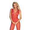 Žhavé body N112 bodystocking red - Obsessive (Barva červená, Velikost S/M/L)