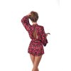 Svůdný župan Morgan Short Robe - Anais (Barva černá/červená, Velikost S/M)