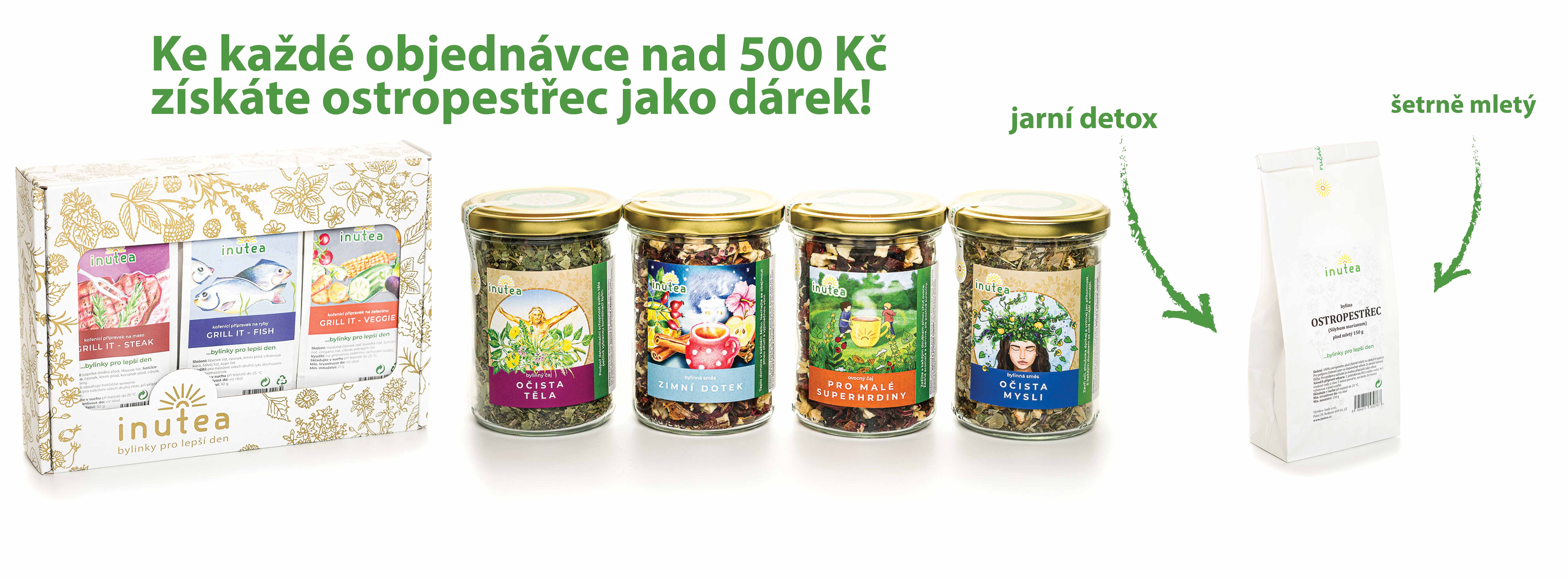 Ke každe objednávce nad 500 Kč ostropestřec jako dárek. Ideální detox.