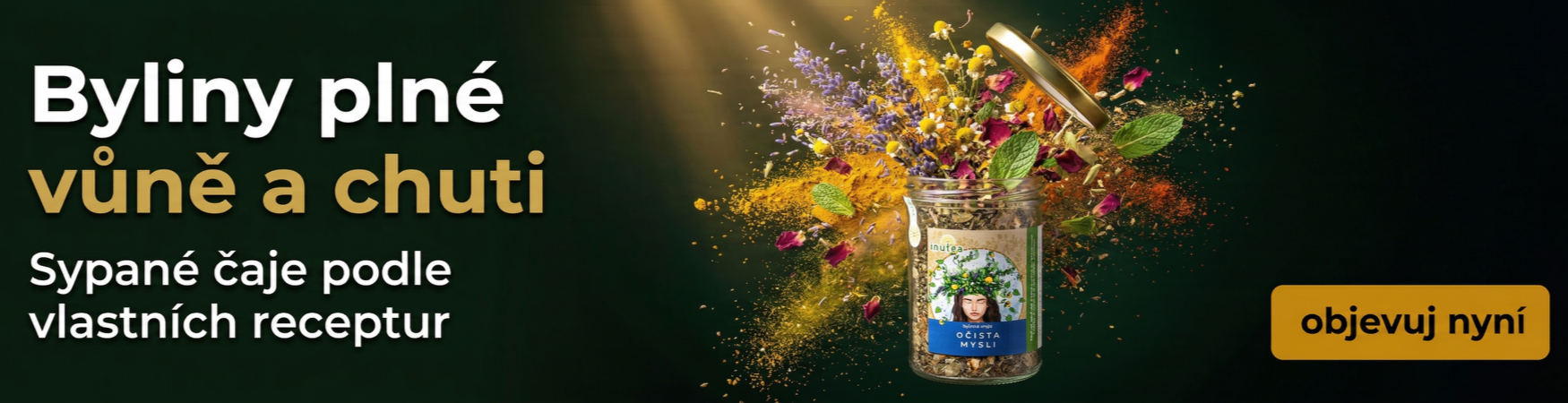 Bylinné čaje, bylinné směsi ve sklenici pro zachování maximální kvality.