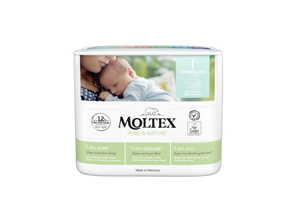 MOLTEX Pure&Nature Pleny jednorázové Newborn (2 4 kg) 22 ks