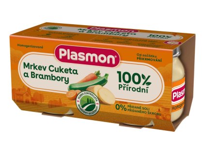 PLASMON Příkrm bezlepkový zeleninový s mrkví, bramborami a cuketou 2x80 g, 4m+ NOVÝ