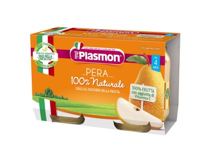 PLASMON Příkrm ovocný hruška 2x104 g, 4m+