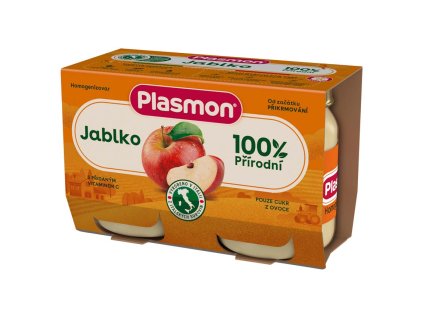 PLASMON Příkrm ovocný jablko 2x104 g, 4m+ NOVÝ
