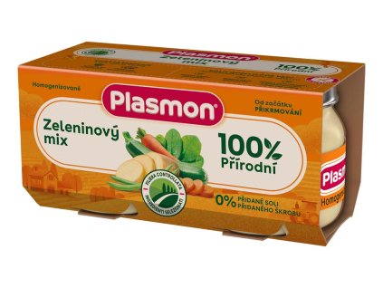 PLASMON Příkrm bezlepkový zeleninový mix 2x80 g, 4m+NOVÝ