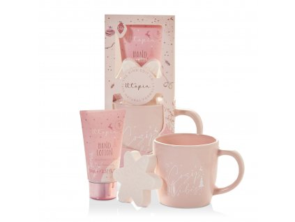 The Kind Edit Co. Utopia Cozy Vibes Mug Gift Set 70ml Hand Lotion + 50g Bath Fizzer + Mug