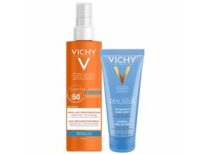vichy capital soleil beach protect spray anti deshydratation spf50 200ml lait apaisant apres soleil 100ml
