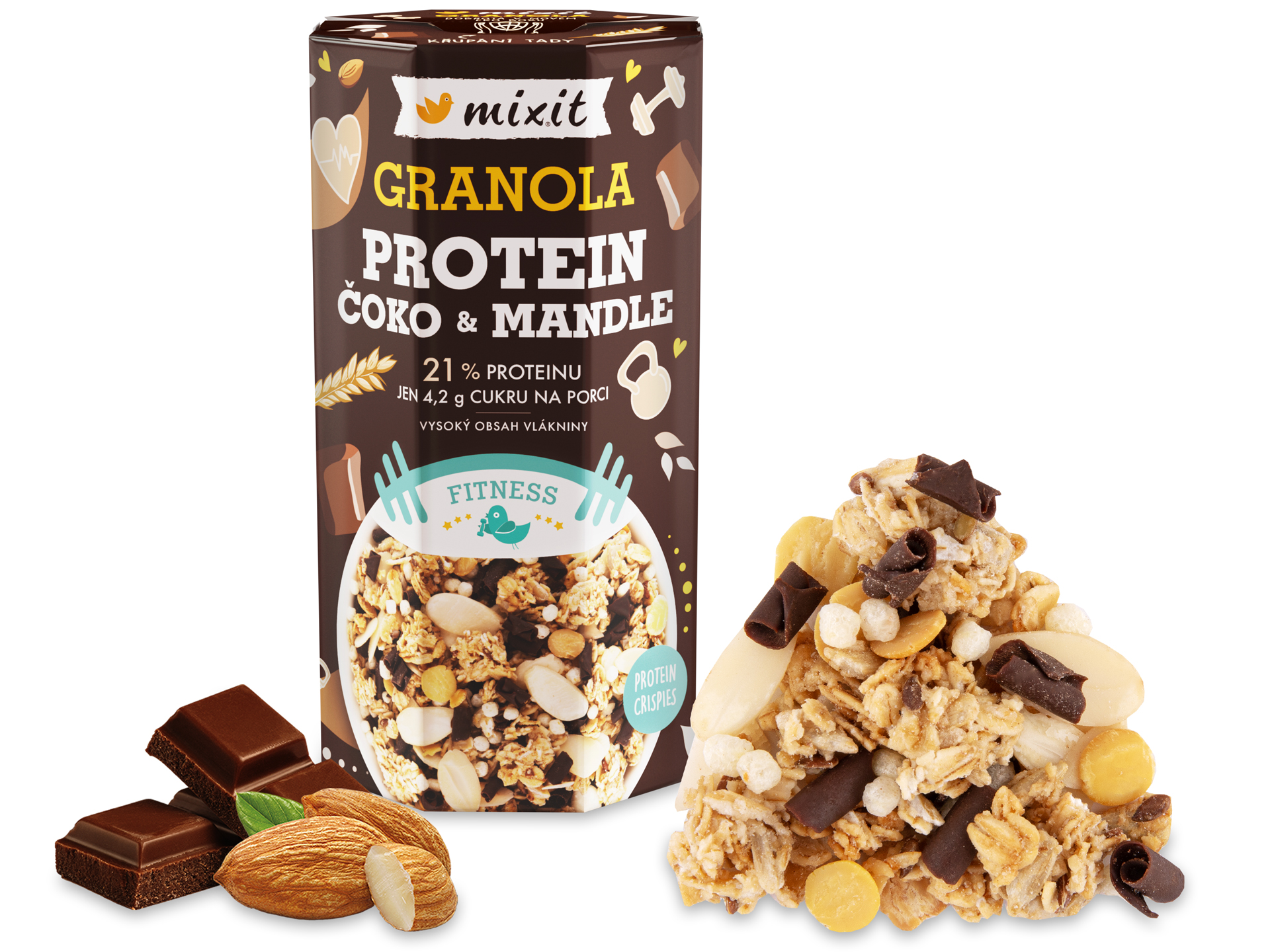 MIXIT Proteinová granola - čoko & mandle 450 g