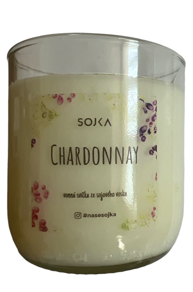 SOJKA Sójová vonná svíčka ve vinné láhvi - Chardonnay 190 g