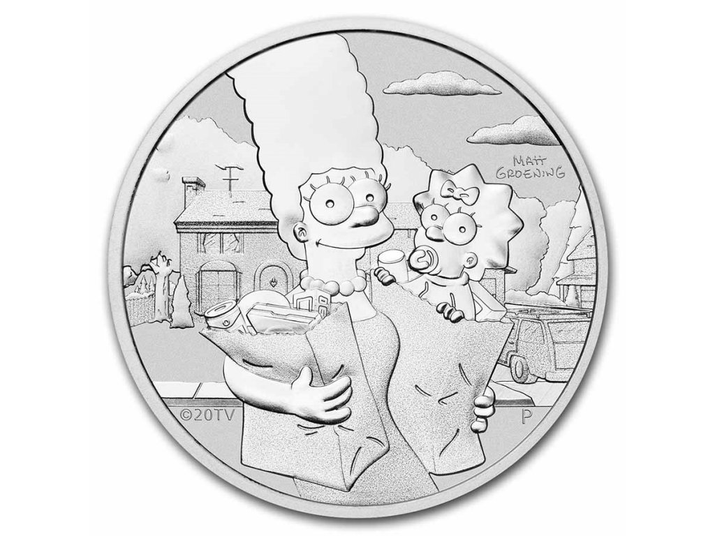 2021 p tuvalu 1 oz silver the simpsons marge and maggie bu 242006 slab