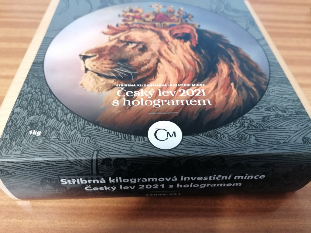 Stříbrná mince Český Lev 1 Kg 2021 hologram Proof