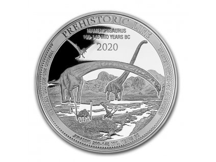 2020 democratic rep of congo 1 oz silver mamenchisaurus bu 226168 obv