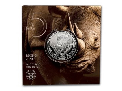 2020 south africa 1 oz silver big five rhino bu 209056 rev